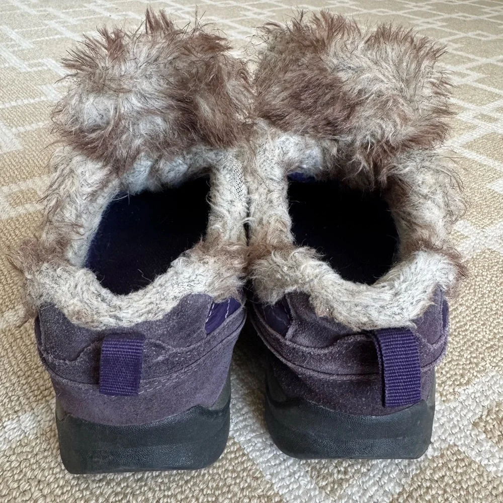 Lands End Powder Belle Winter Booties Purple Faux Fur Size 7